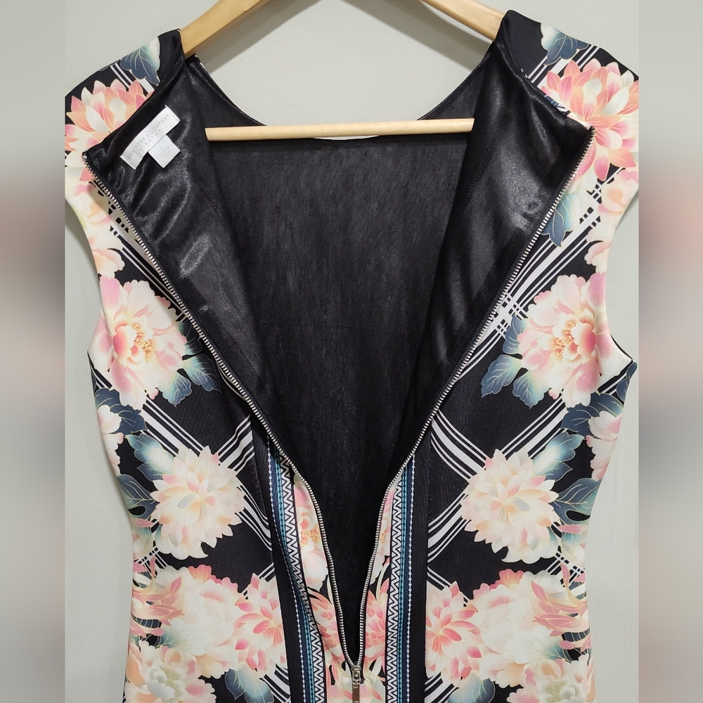 Women's New York & Company Stretch Floral Lined Dress Size S, Black White Pink - Picture 5 of 7
